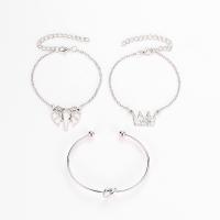 Zinc Alloy Bracelet Set, plated, three pieces & for woman, silver color 
