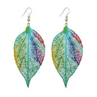 Zinc Alloy Drop Earring, Leaf, painted, for woman & hollow, multi-colored, 96mm 