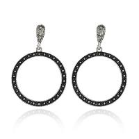 Zinc Alloy Drop Earring, Donut, plated, for woman, silver color 