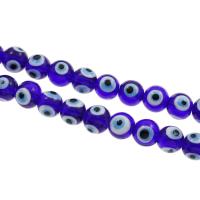Böser Blick Lampwork Perlen, rund, böser Blick- Muster & verschiedene Größen vorhanden, blau, Bohrung:ca. 2mm, 100PCs/Tasche, verkauft von Tasche