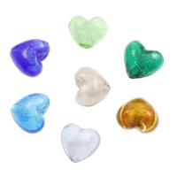 Lampwork Beads, Flat Heart, silver powder, Random Color Approx 4mm, Approx 