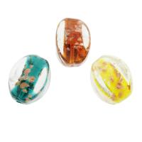 Abalorios de Cristal de Murano con Arena Dorada, Color aleatorio, 18x24x17mm, agujero:aproximado 1mm, 100PCs/Bolsa, Vendido por Bolsa