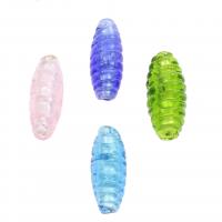Silberfolie Lampwork Perlen, Spirale, Zufällige Farbe, 15*30mm, Bohrung:ca. 2mm, 100PCs/Tasche, verkauft von Tasche