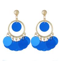 Zinc Alloy Drop Earring, with Sequins, gold color plated, for woman 