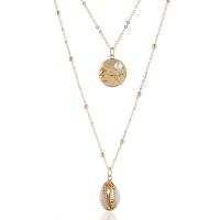 Zinc Alloy Sweater Chain Necklace, with Shell, with 6cm extender chain, gold color plated, oval chain & for woman & Approx 24.41 Inch 