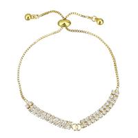 Cubic Zirconia Micro Pave Brass Bracelet, high quality plated & box chain & micro pave cubic zirconia & for woman, gold 1.5mm Approx 7-9 Inch 