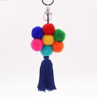 Cotton Thread Key Chain, with Zinc Alloy, Tassel, platinum color plated 220mm 