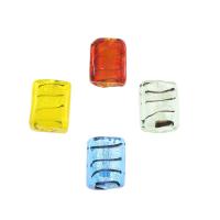Silver Foil Lampwork Beads, Square, Random Color Approx 1mm, Approx 