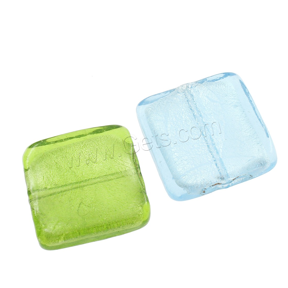 Lampwork Beads, Square, different size for choice & silver powder, more colors for choice, Approx 100PCs/Bag, Sold By Bag