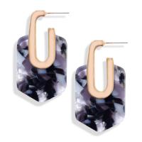 Zinc Alloy Stud Earring, with Acetate, Geometrical Pattern, gold color plated, for woman 