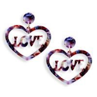 Zinc Alloy Drop Earring, with Acetate, Heart, plated, for woman & hollow 