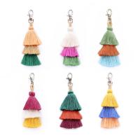 Fabric Key Chain, Cotton Thread, Tassel, gold color plated, multifunctional 150mm 