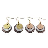 Fashion Create Jewelry Earring, PU Leather, Round, gold color plated 