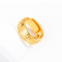 Brass Open Finger Ring, Adjustable & for man, golden, nickel, lead & cadmium free, 8mm 