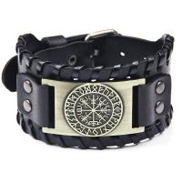 Faux Leather Bracelet, with Zinc Alloy, plated, for man 