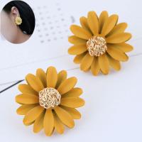 Zinc Alloy Stud Earring, with Cloth, stainless steel post pin, Flower, gold color plated, for woman 25mm 