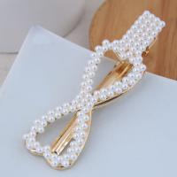 Alligator Hair Clip, Zinc Alloy, with Acrylic, gold color plated white, 82*25mm 