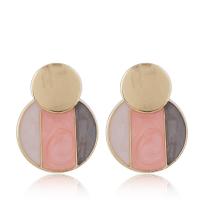 Enamel Zinc Alloy Stud Earring, stainless steel post pin, Flower, gold color plated, for woman 22*17mm 