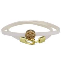 PU Leather Cord Bracelets, with Stainless Steel, gold color plated, Unisex, white, 14mm,5mm Approx 15.5 Inch 