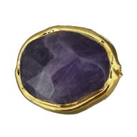 Brass Jewelry Beads, with Amethyst, gold color plated, faceted Approx 1mm 