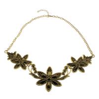 Ожерелье цинкового сплава , цинковый сплав, с 50 наполнитель цепи, Форма цветка, плакирован золотом, Овальный цепь, 540mm,200*55*5mm, продается Strand