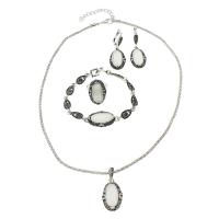 Rhinestone Zinc Alloy Jewelry Set, bracelet & necklace, with 55 extender chain, with rhinestone, 15*27*6mm,540mm,170mm 