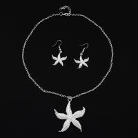 Fashion Zinc Alloy Jewelry Sets, earring & necklace, with 50 extender chain, Starfish, 42*49mm,24*27mm,570mm 