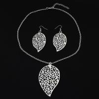 Fashion Zinc Alloy Jewelry Sets, necklace, with 60 extender chain, Leaf, hollow, 40*65mm,30*51mm,600mm 
