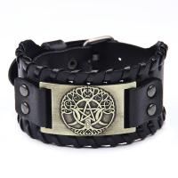Faux Leather Bracelet, with Zinc Alloy, Star, plated, for man 
