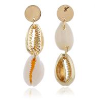 Zinc Alloy Asymmetric Earrings, with Shell, silver color plated, for woman, white 