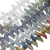 Blatt Kristall Perlen, bunte Farbe plattiert, mehrere Farben vorhanden, 8x18x5mm, Bohrung:ca. 1mm, Länge:ca. 25.19 ZollInch, 100PCs/Strang, verkauft von Strang