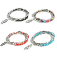 Zinc Alloy Turquoise Bracelets, with Natural Turquoise, charm bracelet & folk style & for woman 10mm Approx 7.5 Inch 