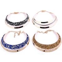 Zinc Alloy Collar, with 20cm extender chain, plated, for woman & with rhinestone Approx 13.60 Inch 