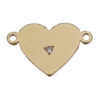 Gold Filled Connector, Heart, 14K gold-filled, with cubic zirconia & 1/1 loop Approx 0.5mm 