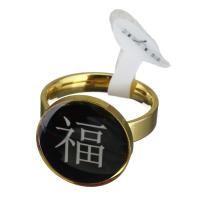 Enamel Stainless Steel Finger Ring, Brass, gold color plated, Unisex black 4mm 