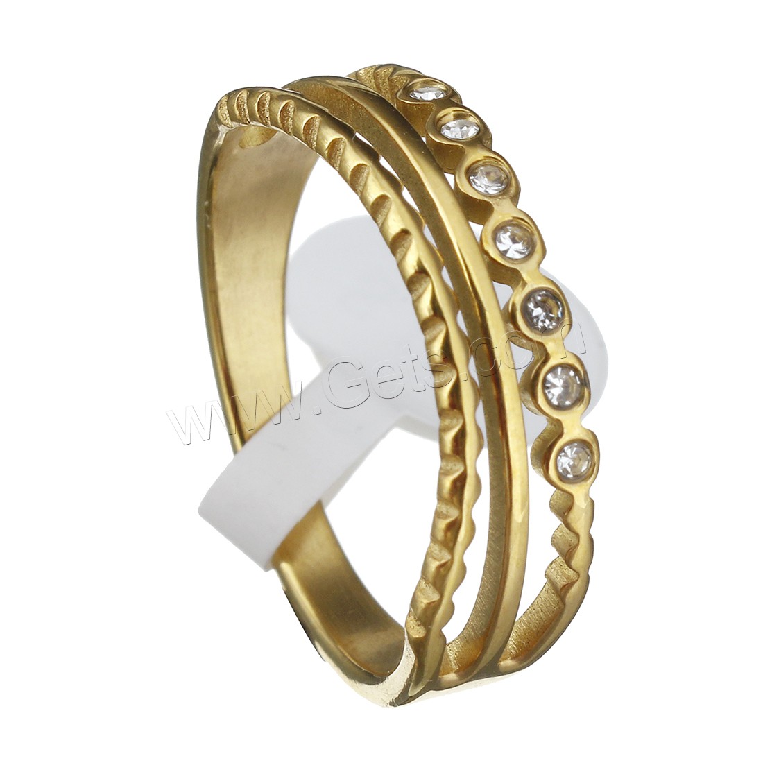 Anilo de dedo de acero inoxidable, diverso tamaño para la opción & para mujer & con diamantes de imitación, más colores para la opción, 7mm, Vendido por UD