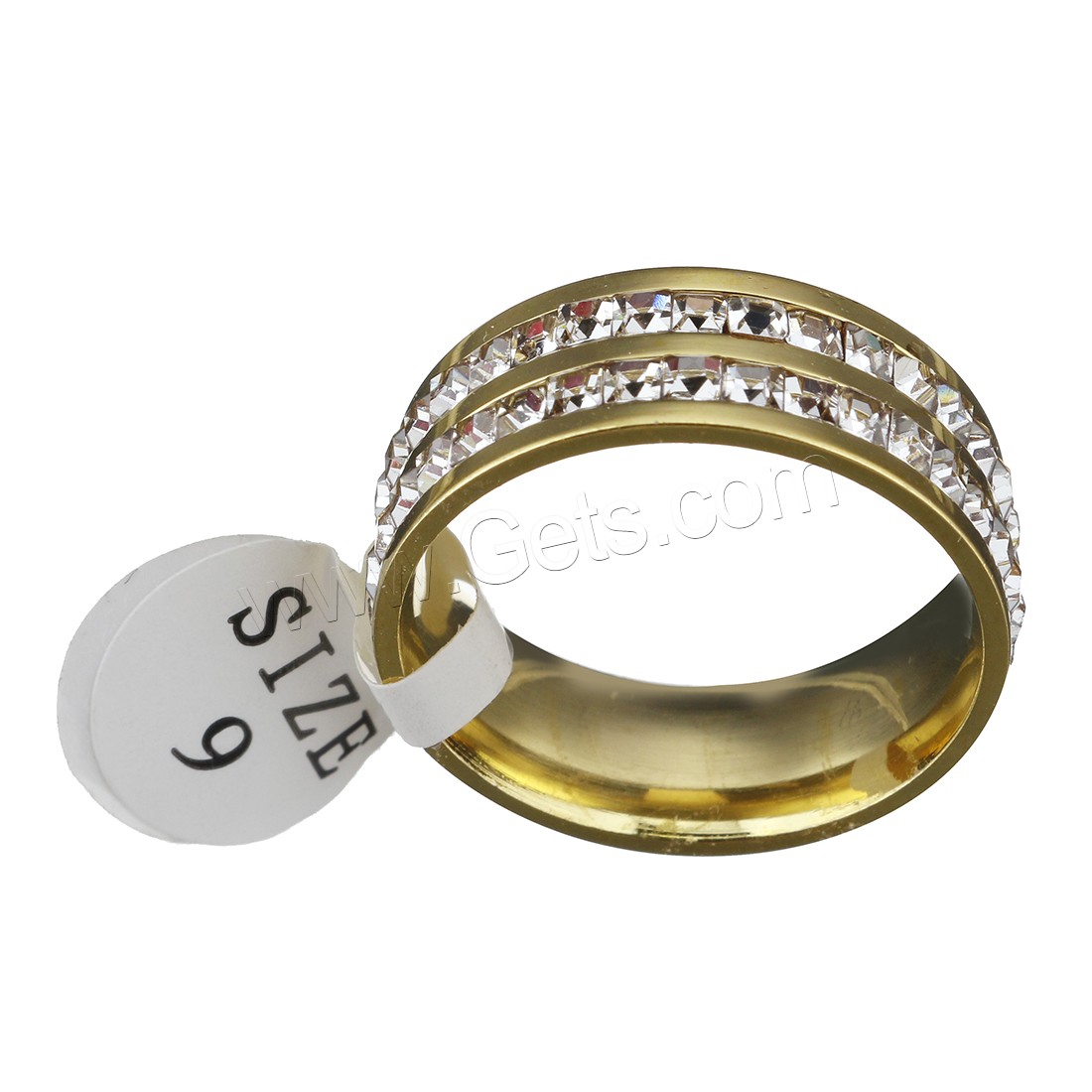Cubic Zirconia anillo de dedo de acero inoxidable, diverso tamaño para la opción & para mujer & con circonia cúbica, más colores para la opción, 8mm, Vendido por UD