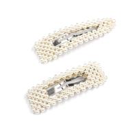 Hair Snap Clips, Zinc Alloy, with Plastic Pearl, plated & for woman, nickel, lead & cadmium free, 85*25mm,80*25mm 