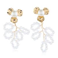 Plastic Pearl Zinc Alloy Earring, with Glass Beads & Plastic Pearl, plated, for woman 
