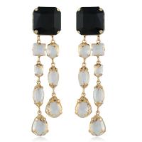 Glass Zinc Alloy Earring, with Glass, plated, for woman, black 