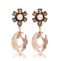 Plastic Pearl Zinc Alloy Earring, with Glass & Plastic Pearl, plated, for woman 