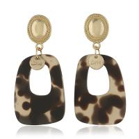 Zinc Alloy Drop Earring, with Acetate, Geometrical Pattern, plated, for woman, black 