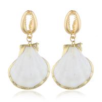 Zinc Alloy Drop Earring, gold color plated, for woman, white 
