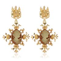 Zinc Alloy Drop Earring, plated, for woman, yellow 