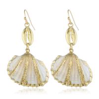 Zinc Alloy Drop Earring, with Shell, plated, for woman, yellow 
