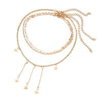 Zinc Alloy Choker Necklace, Star, gold color plated, Adjustable & multilayer & for woman, 55mm,310mm,400mm,70mm,120mm 