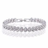 Cubic Zirconia Zinc Alloy Bracelet, with Cubic Zirconia, plated, for woman, silver color, nickel, lead & cadmium free Approx 6 Inch 