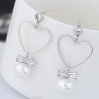 Zinc Alloy Rhinestone Drop Earring, with Acrylic, stainless steel post pin, plated, for woman & with rhinestone nickel, lead & cadmium free, 38*22mm 