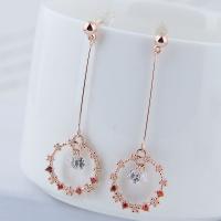 Zinc Alloy Rhinestone Drop Earring, stainless steel post pin, plated, for woman & with rhinestone 48*16mm 