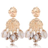 Seashell Earrings, Zinc Alloy, with Shell, gold color plated, for woman, gold, nickel, lead & cadmium free, 60*27mm 